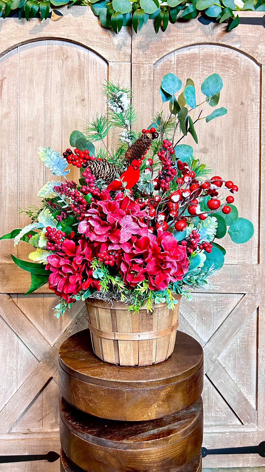 Faux Plant Urn Filler Christmas Front Porch Planter Pot Etsy