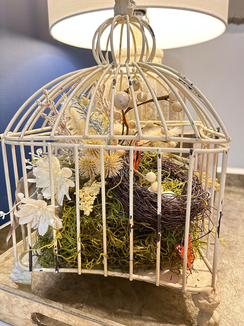 Decorative Birdcage Birdhouse Centerpiece, Floral Birdcage Centerpiece