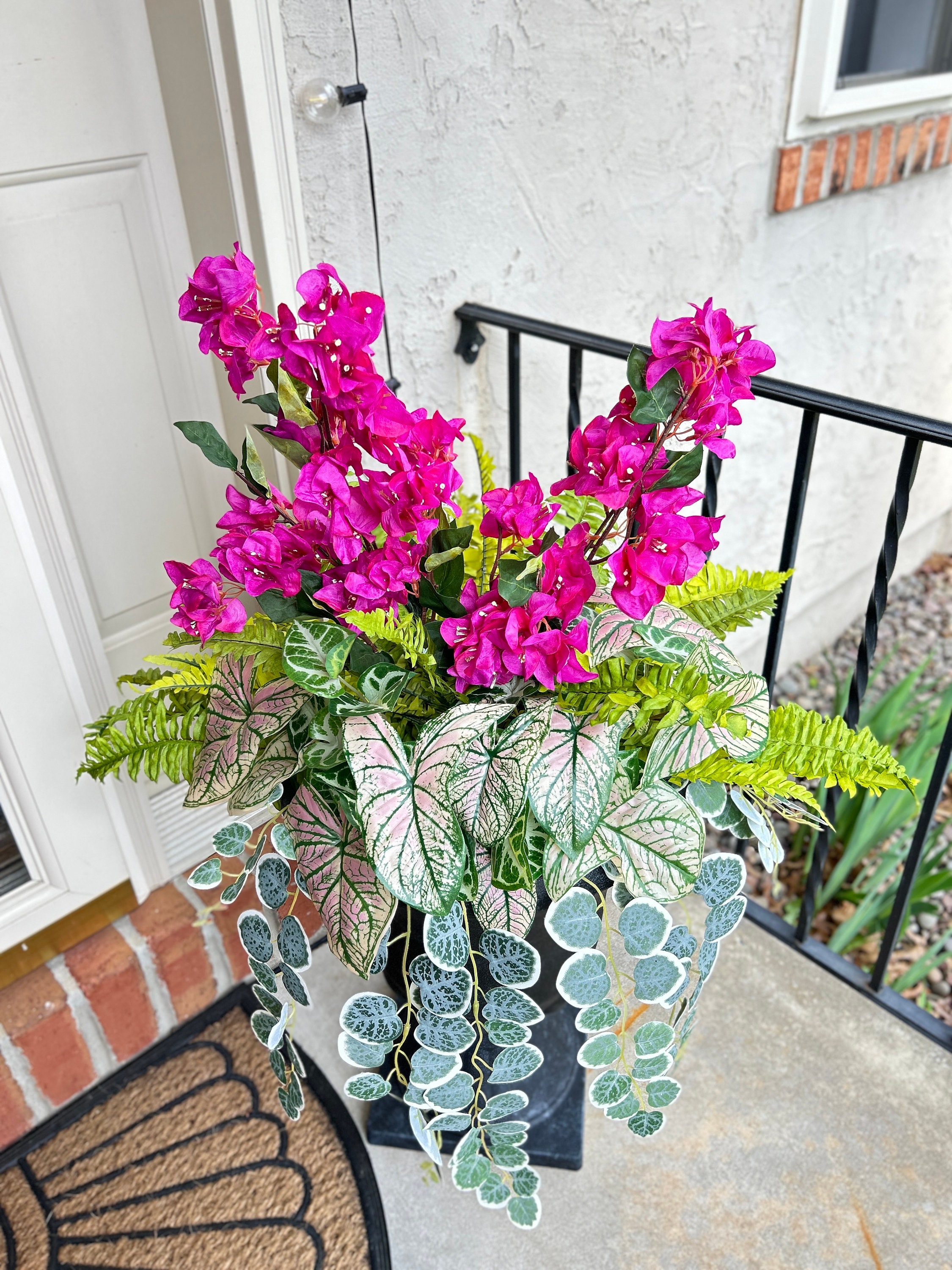 Faux Flowers and Greenery Urn Filler, Front Porch Planter Pot Filler