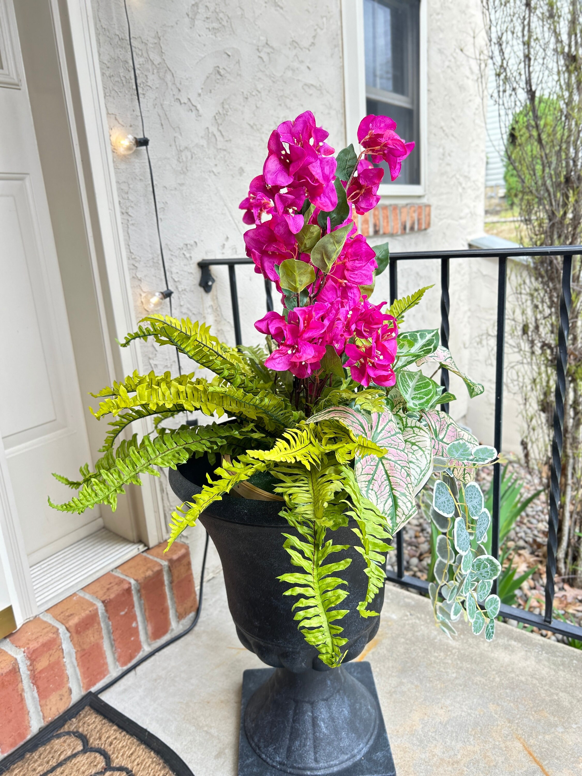 Faux Flowers and Greenery Urn Filler, Front Porch Planter Pot Filler