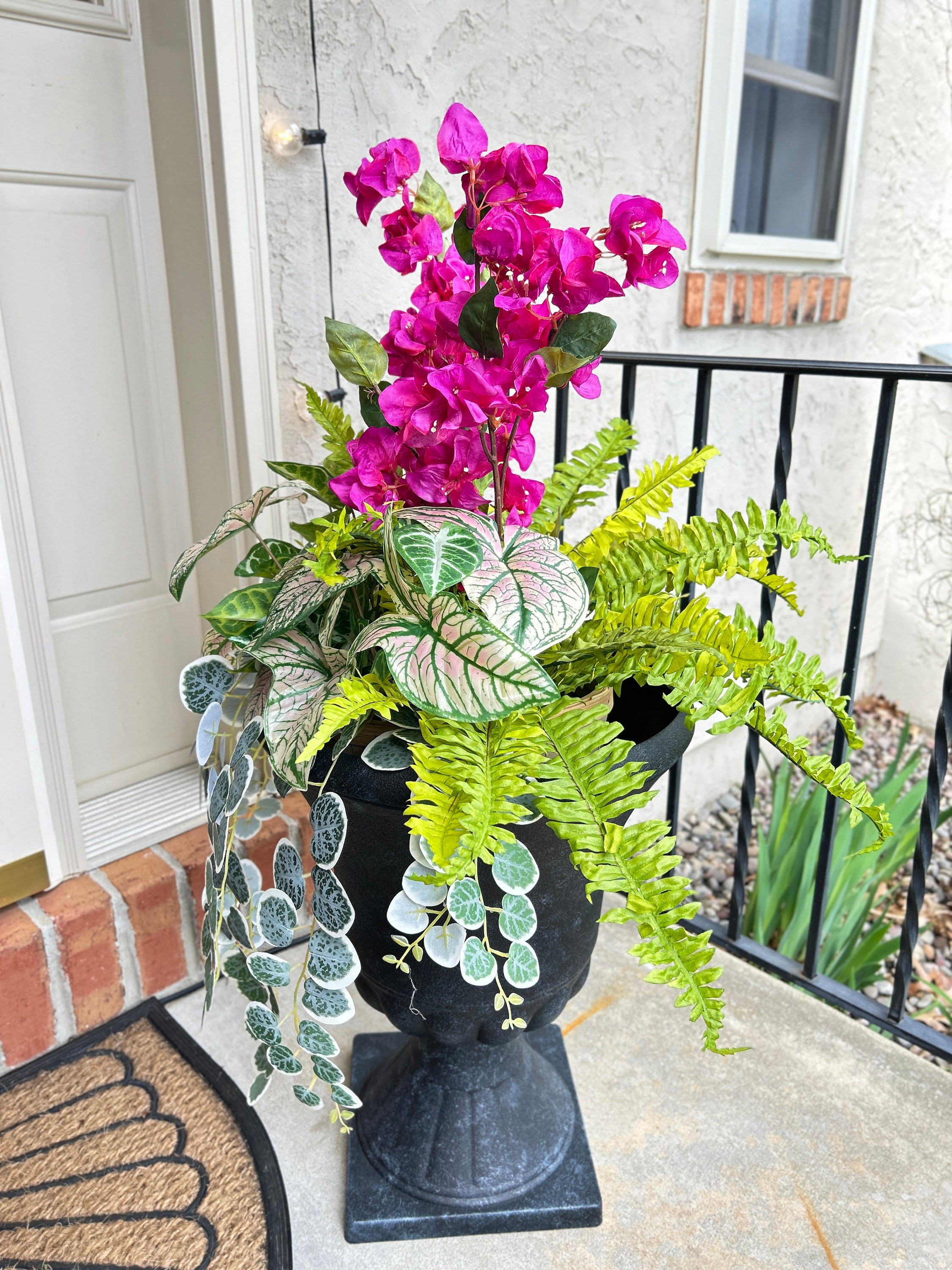 Faux Flowers and Greenery Urn Filler, Front Porch Planter Pot Filler