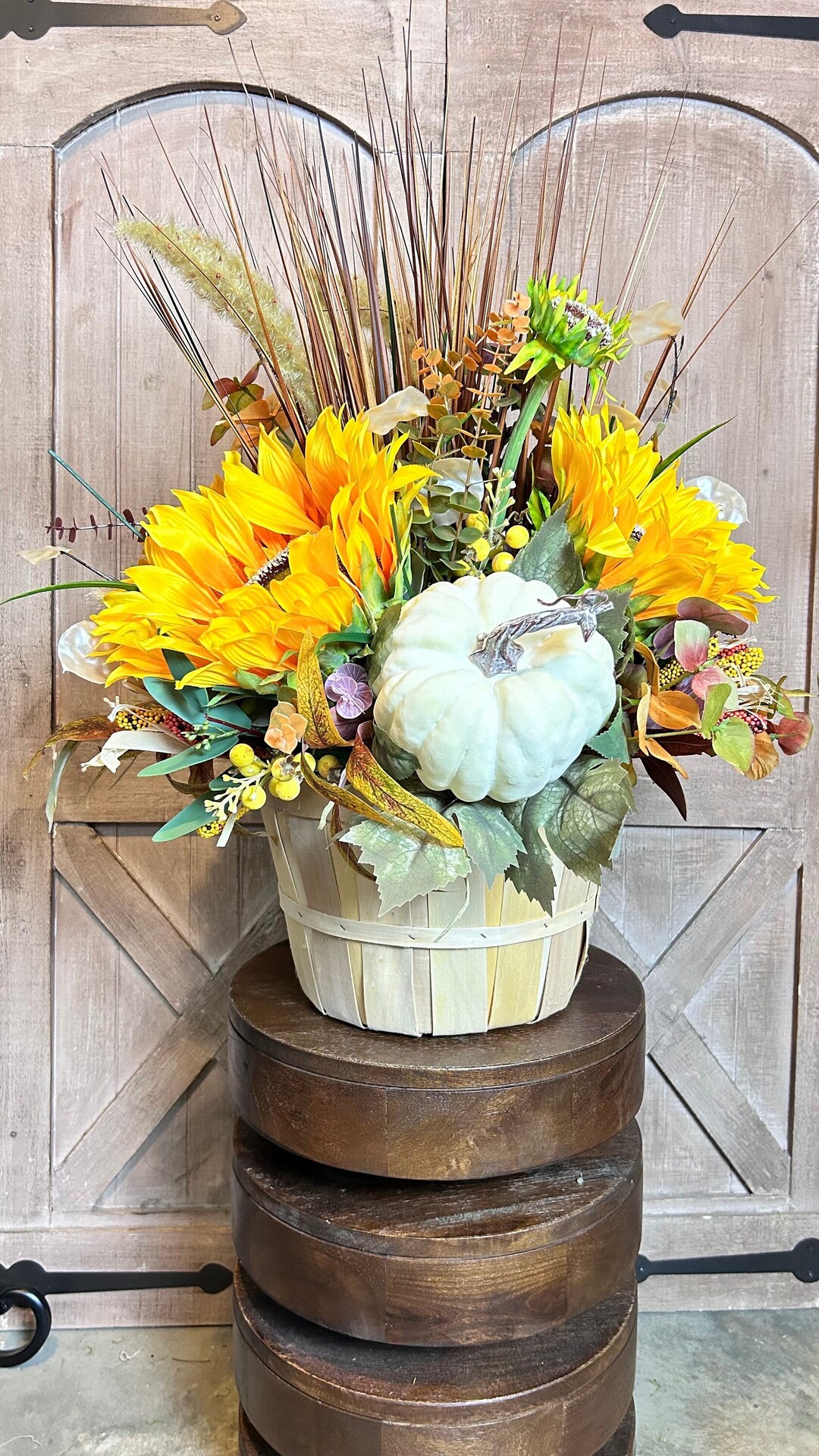 Fall Faux Plant Urn Filler Fall Front Porch Planter Pot Etsy