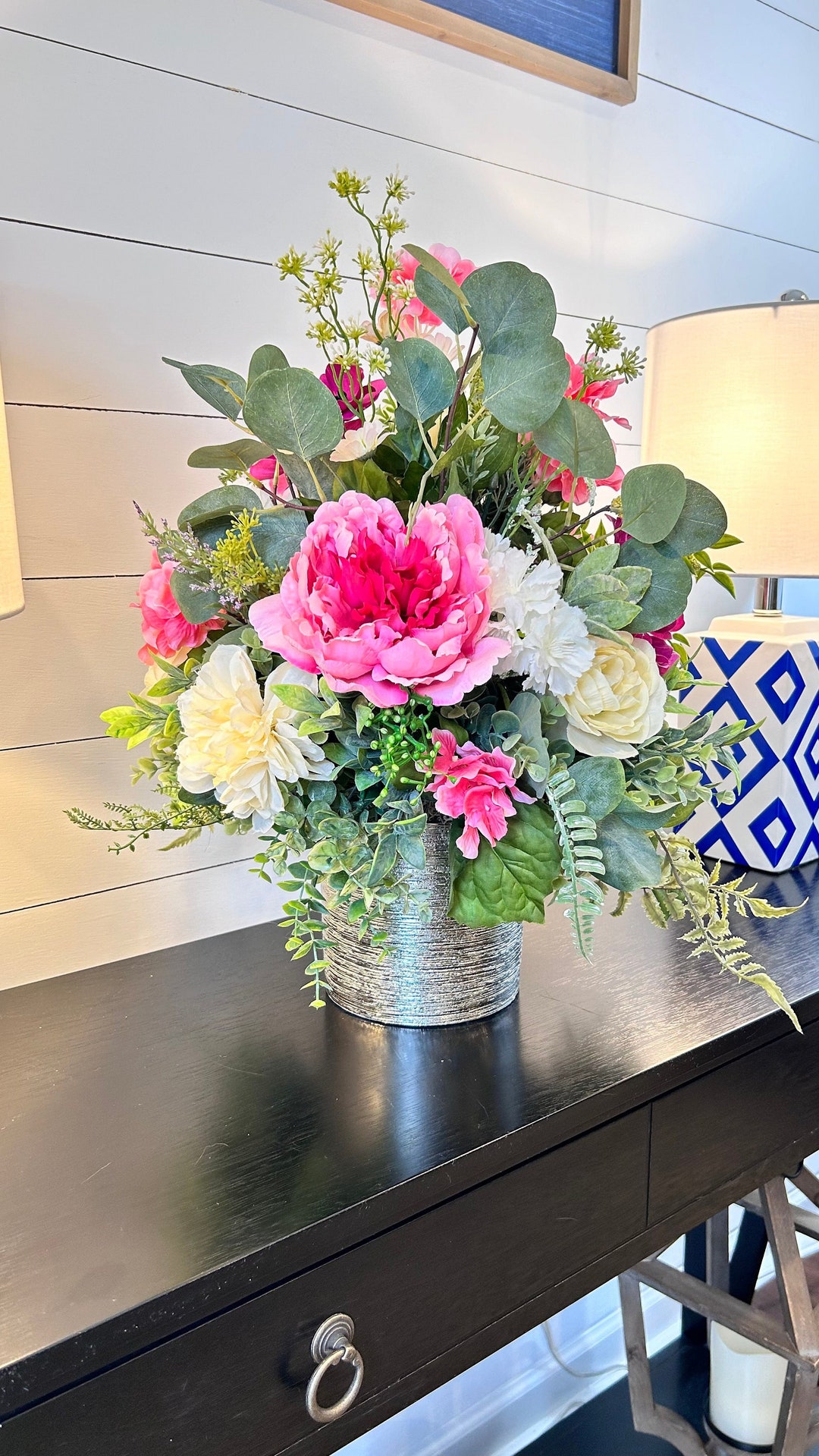 Spring and Summer Flower Centerpiece, Spring Silk Flower Arrangement ...