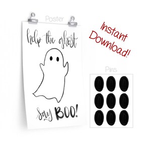 Hilfe den Geist sagen BOO! -Sofortiger Download! -DIY Halloween-Party-Spiel - Pin der Schwanz Kinder Party Spiele
