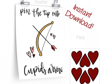 Pin The Arrow On The Heart Valentine's Day Party Game - Large Poster, 30 Stickers, 2 Blindfolds