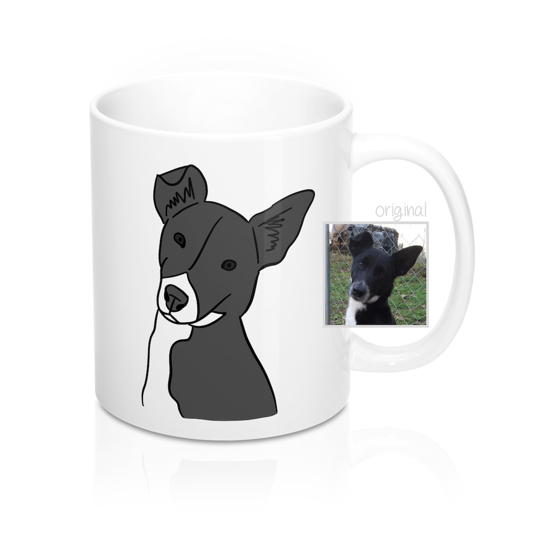 Custom Pet Portrait Illustration Coffee Mug 11oz or 15oz Minimalistic