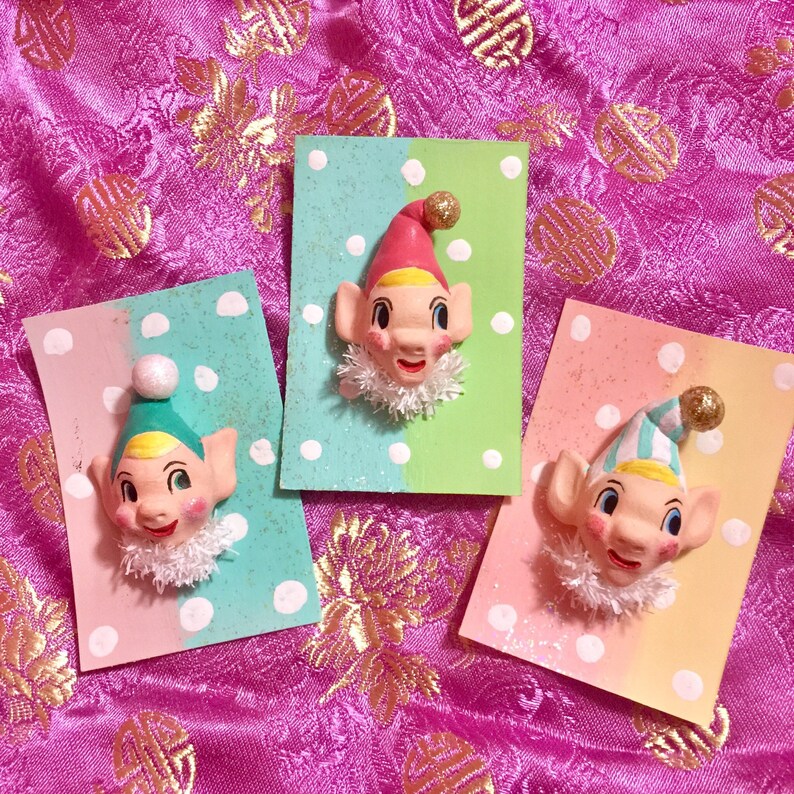 Handmade Kitschy Christmas Elf Pin/Brooch image 0