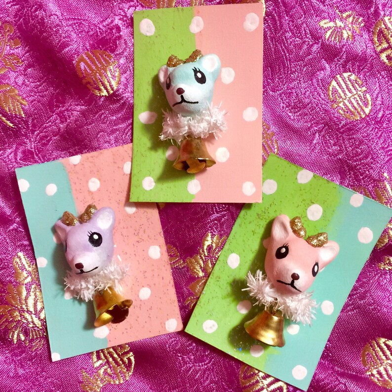 Handmade Kitschy Christmas Reindeer Pins/Brooches image 0