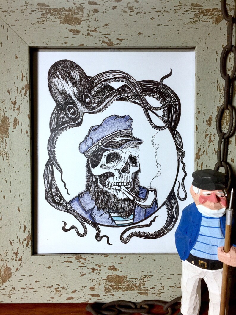 Kraken and Dead Sea Captain Print image 0