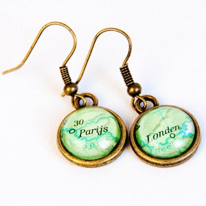 Maßgeschneiderte Kartenohrringe, individuelle StadOhrringe, personalisiertes Jubiläumsgeschenk, Kartenschmuck, Statement-Ohrringe, Dinkelohrringe, Messing-Finish