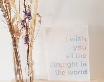 World Map Inspired Sympathy Postcard: Send Your support with 'I Wish You All the Strength in the World