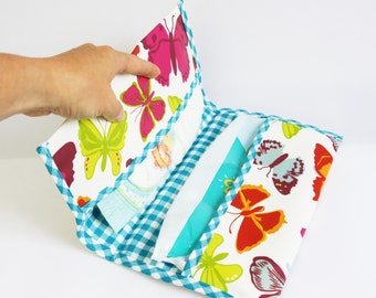 Butterfly print diaper bag case, handmade diaper envelop, unique diaper bag, diaper case, diaper bag for girls, baby shower gift