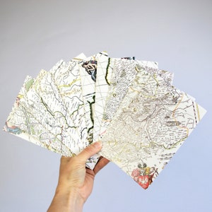Set of 10 world map envelopes, wedding invitation, greeting card, Joan Blaeu reproduction