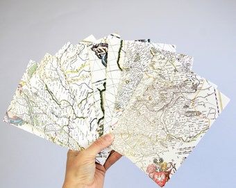 Set of 10 world map envelopes, wedding invitation, greeting card, Joan Blaeu reproduction
