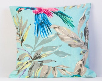 Bird of paradise, bird pillow cover, ornithology cushion cover, birdwatcher pillow case, teal throw pillow cover, tropical throw pillow