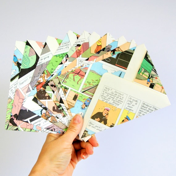 Set Of 10 Tintin Envelopes Party Invitation Greeting Card Etsy