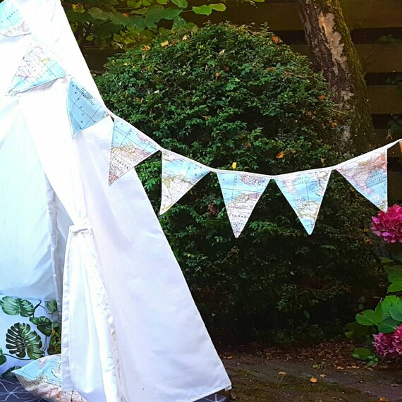 Handmade Fabric Bunting World Map Banner 8 Flags Flag Line Etsy
