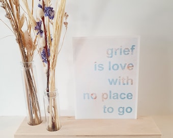 World Map Inspired Sympathy Postcard: Send Your Condolences with 'Grief is love with no place to go"