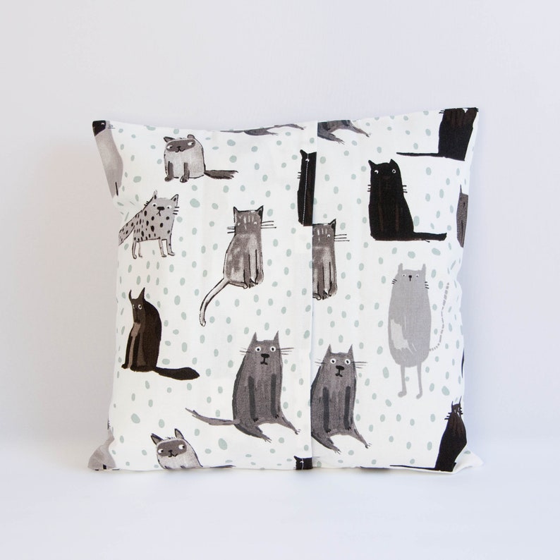 Cat pillow cover, cat prints, feline cushion cover, throw pillow cat, gift for a cat lover image 3