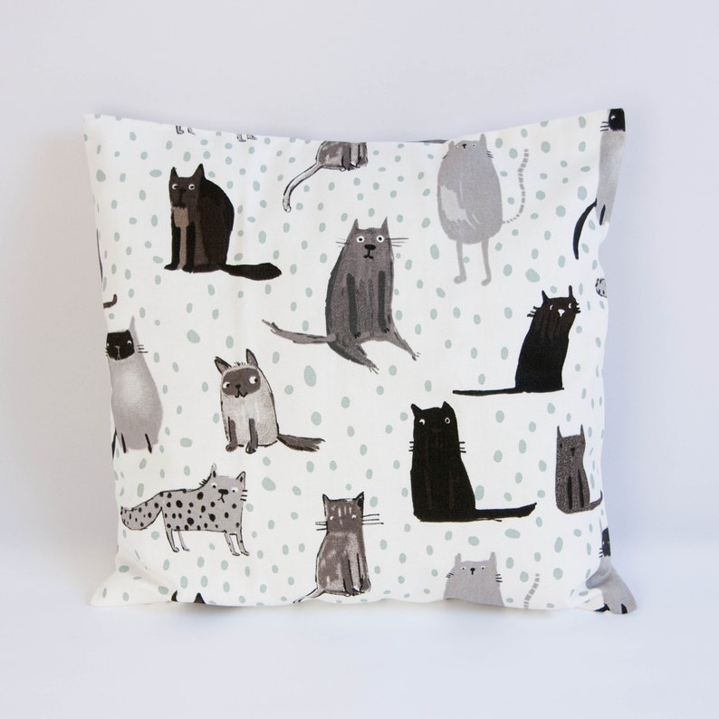 Cat pillow cover, cat prints, feline cushion cover, throw pillow cat, gift for a cat lover image 2