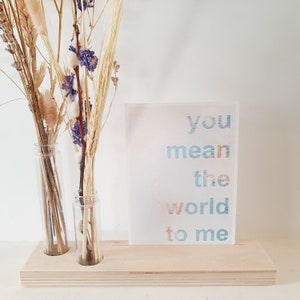World map inspired postcard - You mean the world to me - friendship card -  world traveler - wanderlust card - greeting card - relationship
