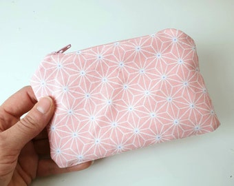 Pink geometric pouch, small pouch with zipper, zipper pouch, minimalist coin purse , make up organizer