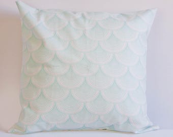Scalloped pillow cover, green cushion cover, calm pillow cover, nursery decor, shell throw pillow, sea green