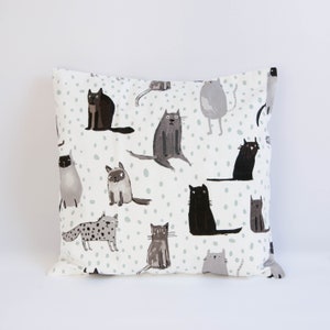 Cat pillow cover, cat prints, feline cushion cover, throw pillow cat, gift for a cat lover image 1