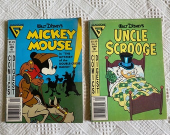 Vintage 1987 Mickey Mouse and Uncle Scrooge Gladstone Comics Digest Set of 2