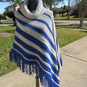 Crochet Poncho Pattern:  Blue Gray Poncho