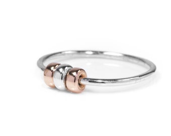 Worry Ring | 925 Silver Spinner Rings | Fiddle Ring | Rose Gold Silver Rings | Fidget Ring | Anxiety Ring | Fidget Jewelry | Stress Ring