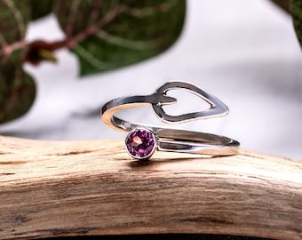 Pink Tourmaline Adjustable Ring |  Sterling Silver Ring | Gift for Her