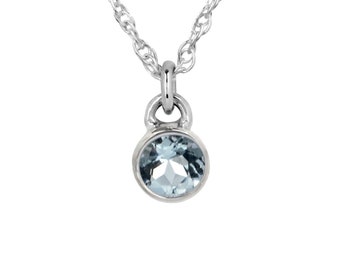 Aquamarine Silver Necklace | Sterling Silver Birthstone Jewelry | Gift for Her