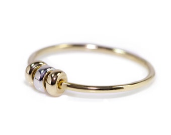 9ct Gold Fidget Ring | Solid Gold Ring | Spinner Rings |  Worry Bead Ring