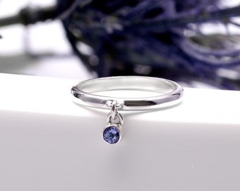 Tanzanite Charm Ring |  Silver Charm Rings for Women