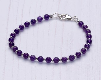 Amethyst Bracelet | Sterling Silver, Real Gemstones