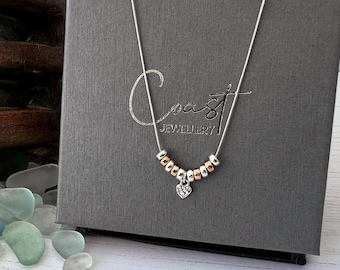 Silver Snake Chain & Crystal Heart Necklace