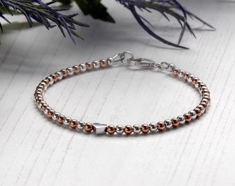 Sterling Silver Beaded Bracelet | Heart Bracelet