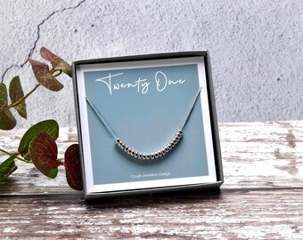 21st Birthday Necklace | Silver 21st Gift for Her