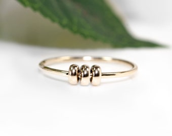 9ct Gold Fidget Ring | Solid Gold | Anxiety Rings |  Worry Bead Ring