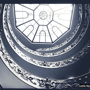 Vatican Museum Stairs. Rome, Italy Architecture Photograph, Fine Art Photography Print, wall art, Black and White, 8x8 - 30x30 &quot;