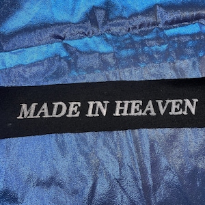 made in heaven patch 2x7in punk goth style for tote bags & sweatshirts black white print sew on aesthetic