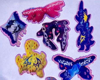 soft dreams sticker pack 7 small stickers abstract art holographic cute insect silly waterproof 2x2 in