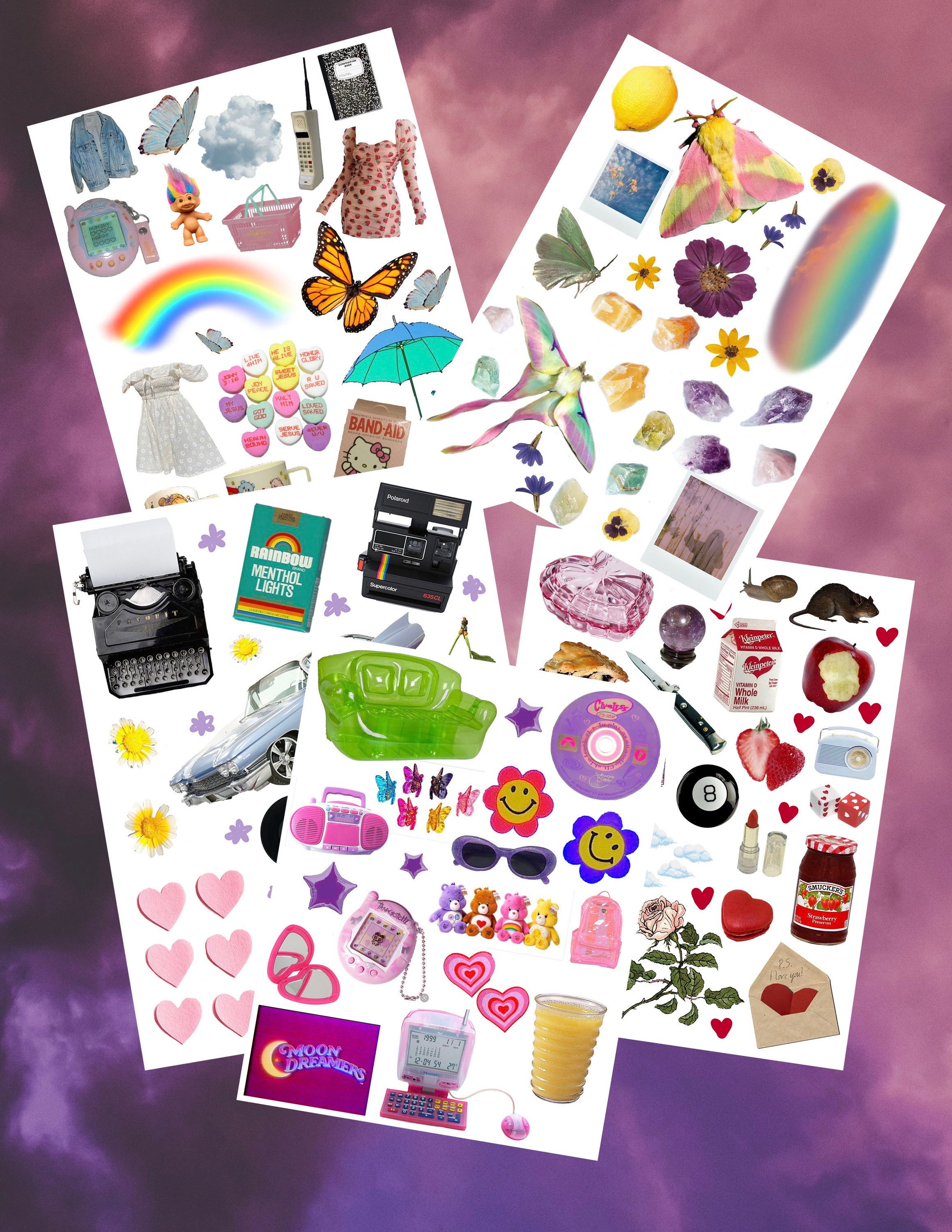 250 collage sticker print out pages for journaling etsy
