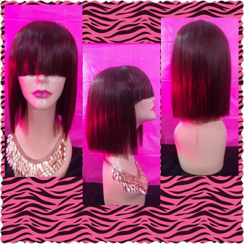 Short Straight Blunt Cut Bob With Chinese Bang Human Hair Etsy