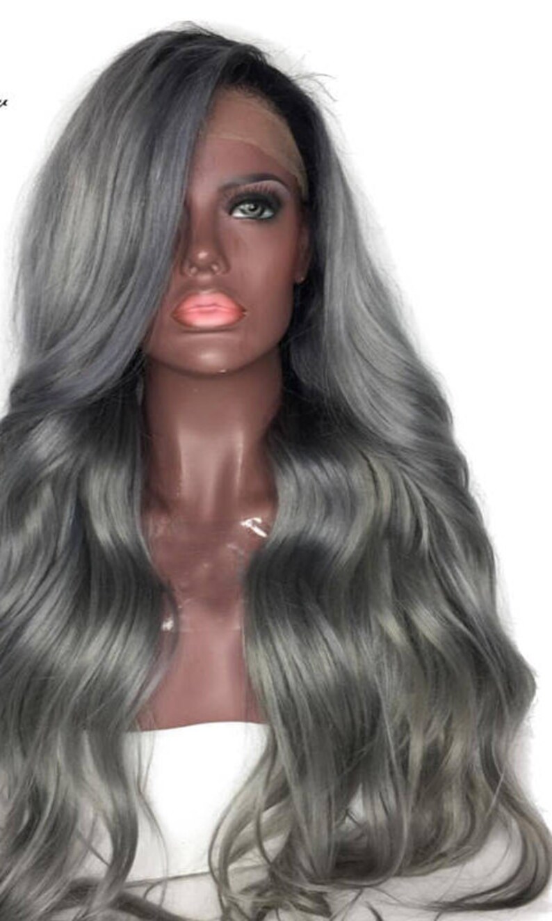 Ombre Grey Color Lace Front With Baby Hair Pre Plucked Brazilian Body Wave 180 Density 20 Inches