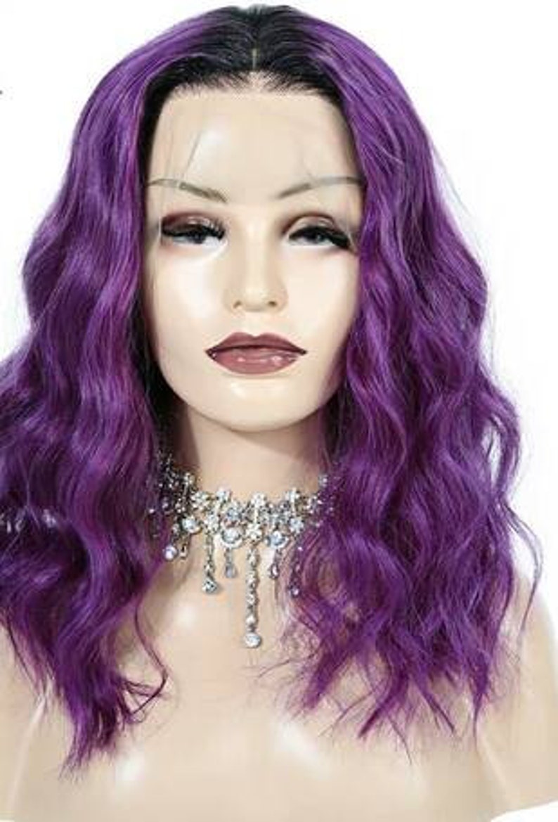Lace Front Wig 250 Density Purple Bob Brazilian Wavy Etsy