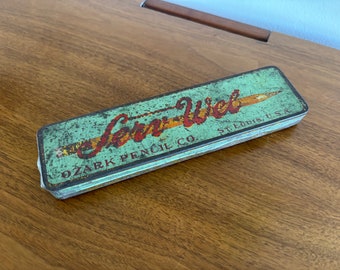 vintage Ozark Pencil Co. Boîte à crayons en étain de service St. Louis