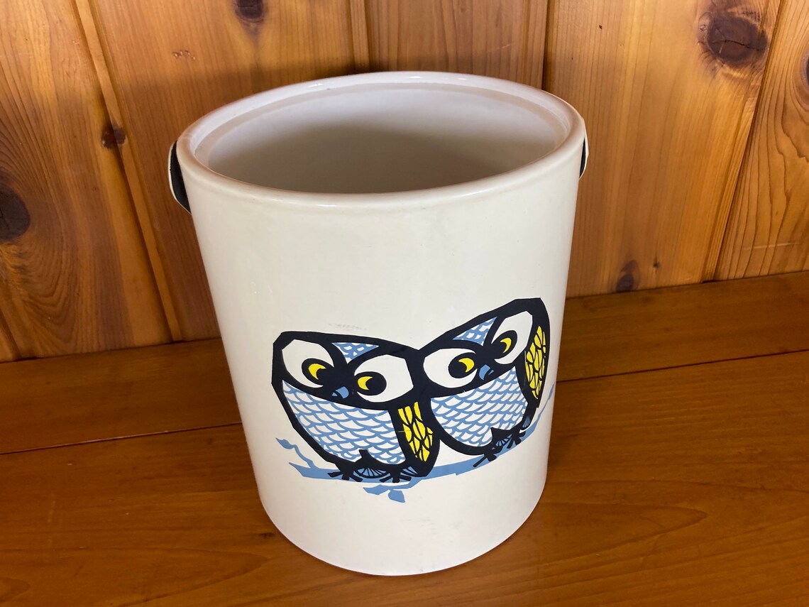 Vintage Owl Design Ice Bucket Seventies Owl Ice Bucket White Etsy