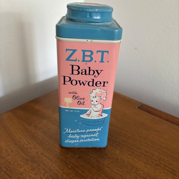 Vintage 50's 60's ZBT Baby Powder Tin Vintage Advertising